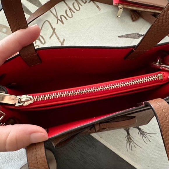 Kate Spade Hayes Street Isobel Small Leather Satchel Gingerbread w/Red Interior - Picture 2 of 2